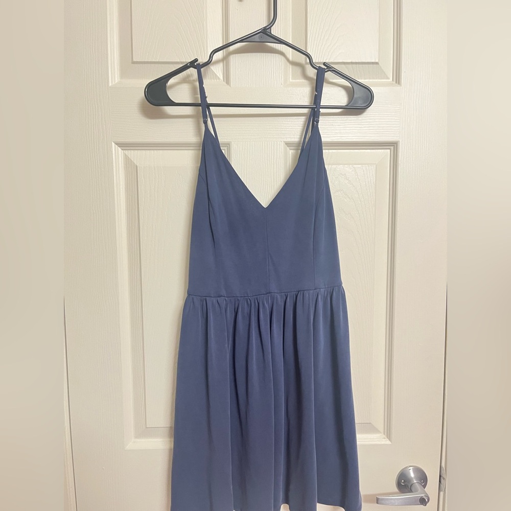 Navy Blue Cross Back Skater Dress